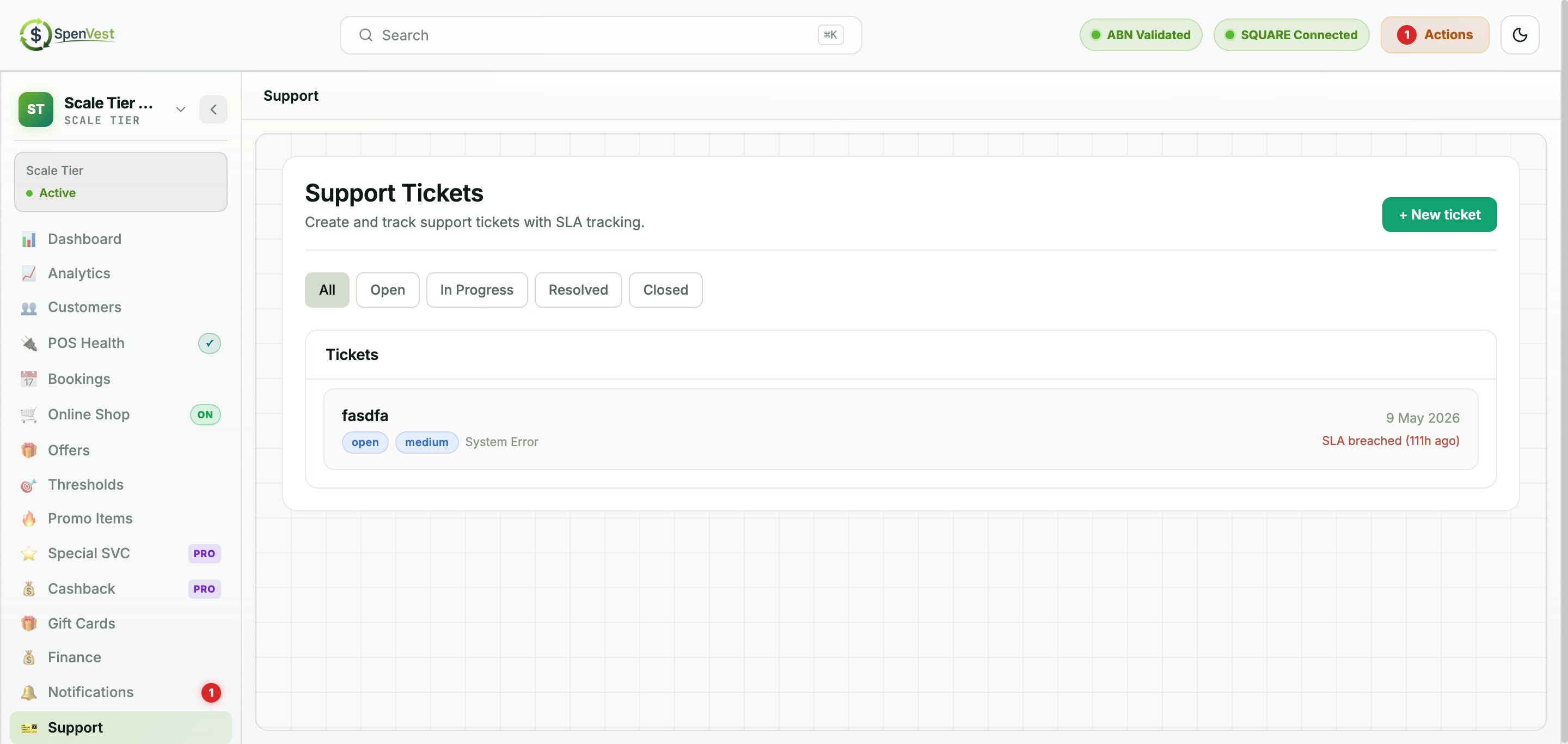 Order Support inbox showing incoming orders with status, customer details, and fulfillment controls